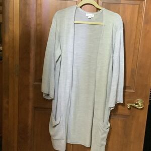 Susan Graver Light Gray Open Front Cardigan